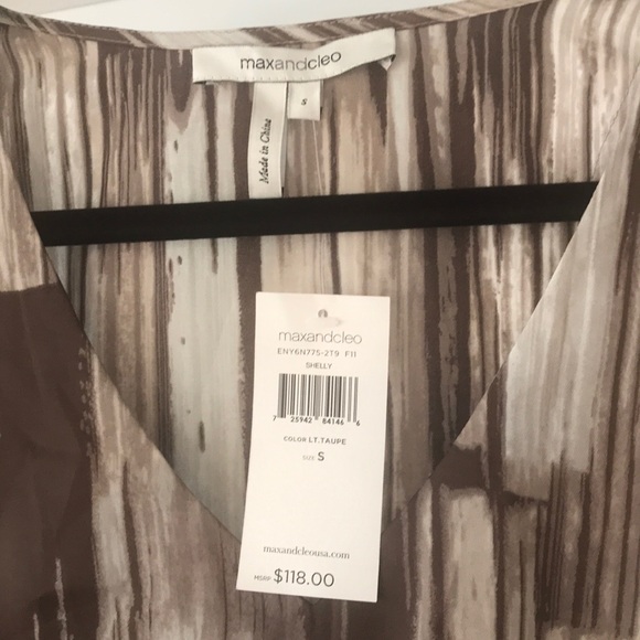 Max and Cleo Taupe Satin Dress - Size S - Picture 2 of 7